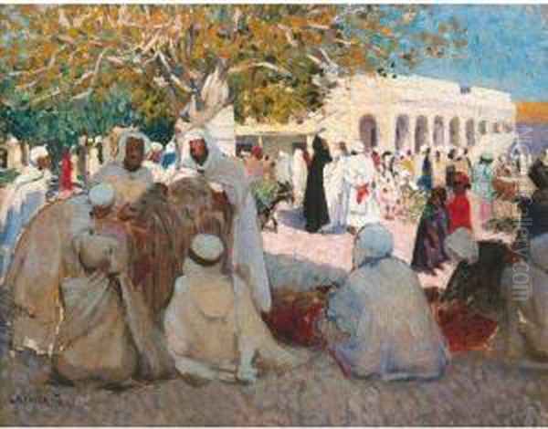 Arabs Bargaining Oil Painting by Ethel Carrick-Fox