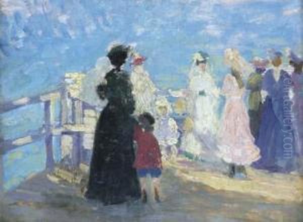 Figures On A Jetty by Ethel Carrick-Fox