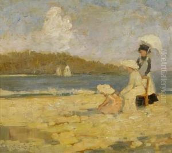 Afternoon At The Beach Oil Painting by Ethel Carrick-Fox