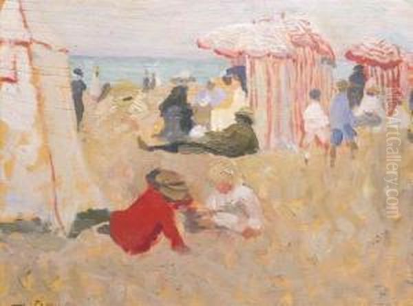 A Grey Day On The Beach Oil Painting by Ethel Carrick-Fox