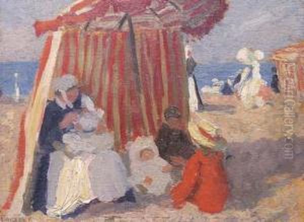 Sur La Plage Oil Painting by Ethel Carrick-Fox