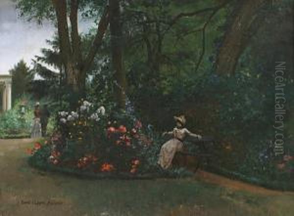 Rest In The Garden Oil Painting by Pierre Carrier-Belleuse