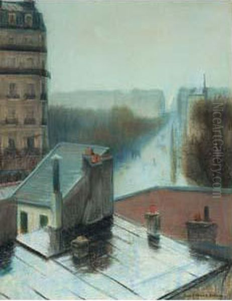 Une Vue De Paris Oil Painting by Pierre Carrier-Belleuse