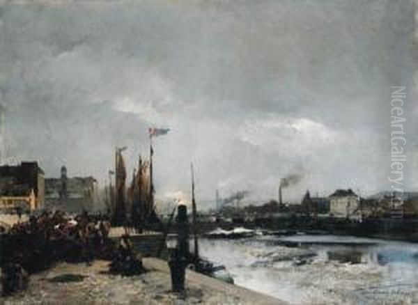 Le Havre Oil Painting by Pierre Carrier-Belleuse