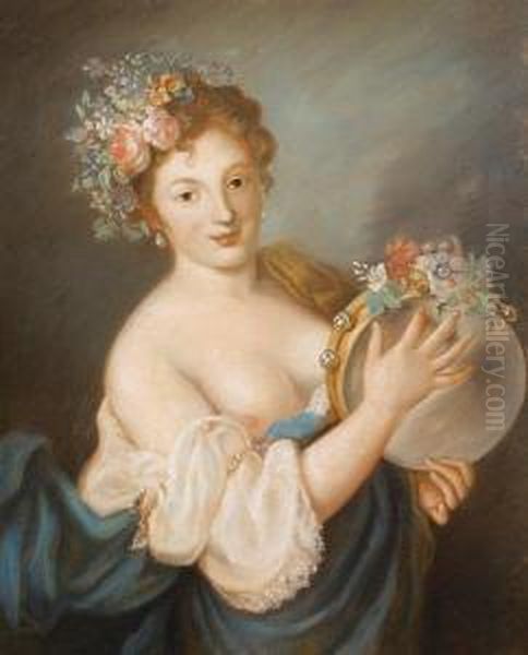 Lady With Tambourine Oil Painting by Rosalba Carriera