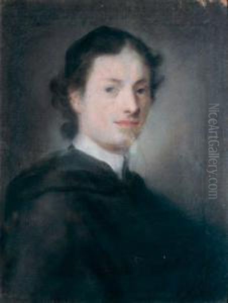 Portrait D'un Jeune Ecclesiastique Pastel 54 X 41 Cm (usures) R.m. Oil Painting by Rosalba Carriera