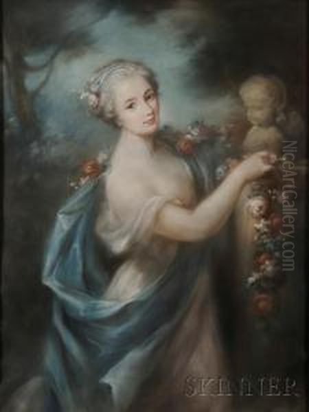 A Woman Offering A Garland Of Flowers To Eros Oil Painting by Rosalba Carriera