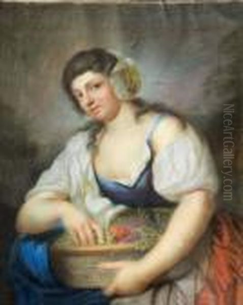 Retrato De Joven Con Cesta De Frutas Oil Painting by Rosalba Carriera