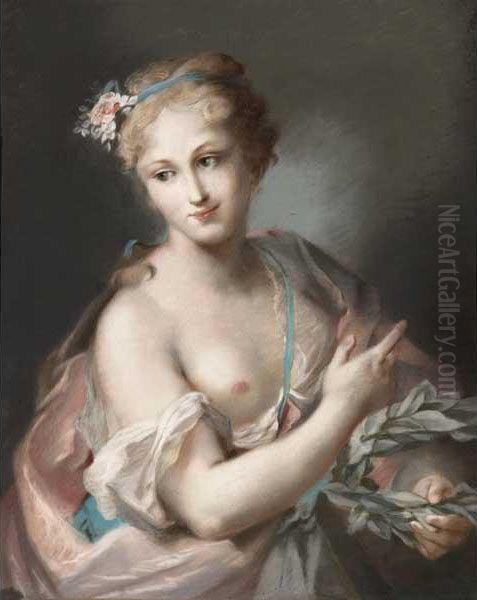 Ritratto Femminile In Veste Di Flora Oil Painting by Rosalba Carriera