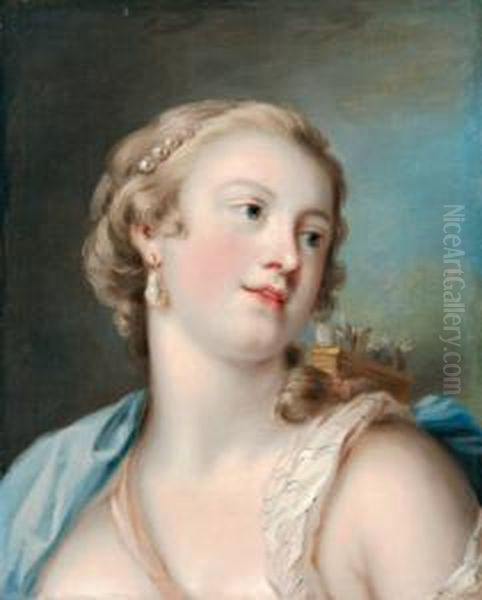 Attribuito Ritratto Di Giovane Donna In Veste Di Diana Oil Painting by Rosalba Carriera