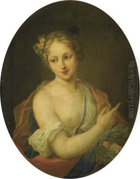 Portrait Of A Woman With Laurel Spray. Oil Painting by Rosalba Carriera