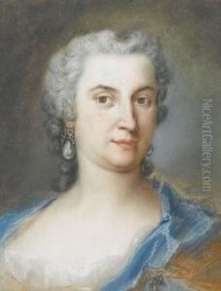 Portrait Of Countess D'orsini, Bust-length Oil Painting by Rosalba Carriera