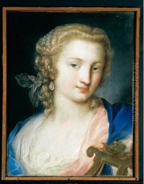 Ritratto Di Donna Con Lira Oil Painting by Rosalba Carriera