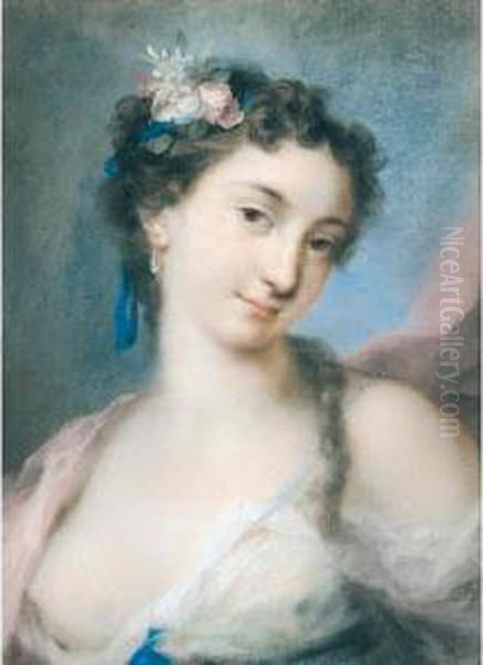 An Allegorical Female Figure, Possibly Spring Oil Painting by Rosalba Carriera