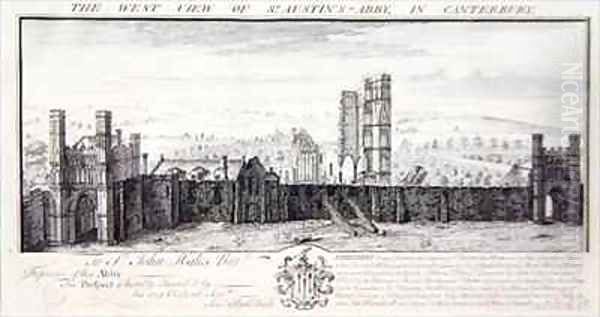 The West View of St. Austin's Abbey, in Canterbury Oil Painting by Nathaniel and Samuel Buck