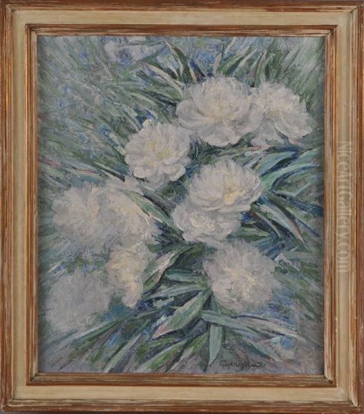 White Peonies Oil Painting by William Carrigan