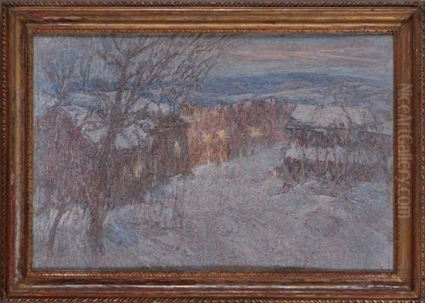 Snowy Twilight Oil Painting by William Carrigan