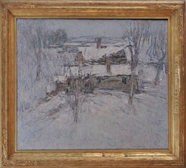 Houses In Snow Oil Painting by William Carrigan