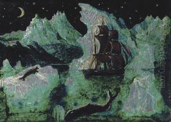 The Barque Harmony In The Ice Off The Labrador Coast Oil Painting by Dora Carrington