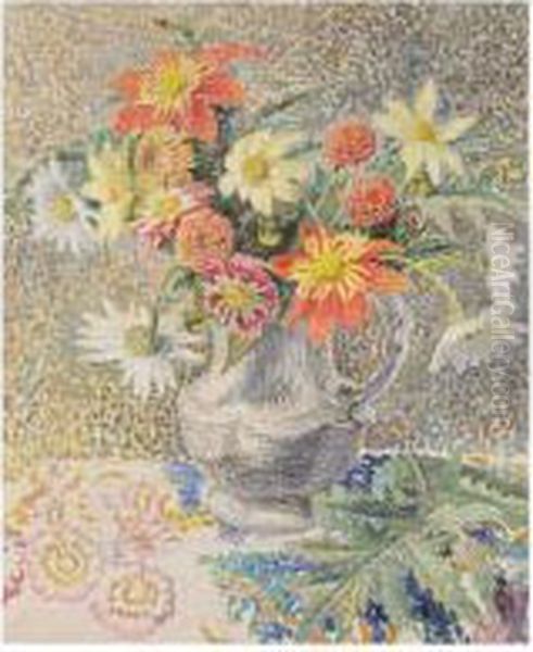 Dahlias Oil Painting by Dora Carrington