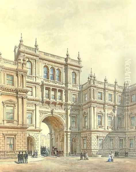 New Burlington House from the courtyard, circa 1840 Oil Painting by Sir Charles Barry