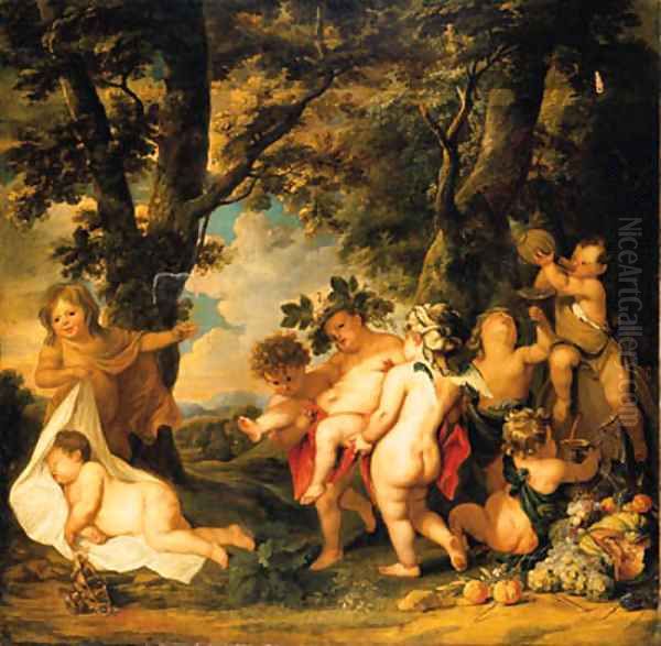 A Bacchanale Oil Painting by Thomas Willeboirts Bosschaert