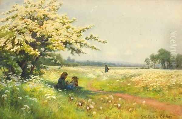 A Picnic in the Meadows Oil Painting by Walter Follen Bishop