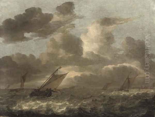 Shipping in choppy waters Oil Painting by Abraham Van Beijeren