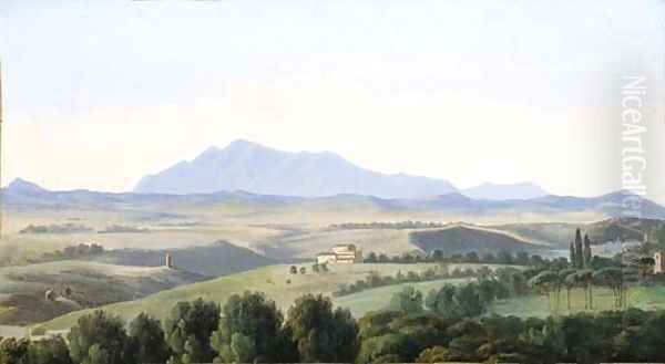 A view in the Roman campagna Oil Painting by Antoine-Felix Boisselier