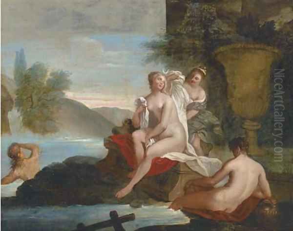 Diana and her nymphs bathing Oil Painting by Bon De Boulogne