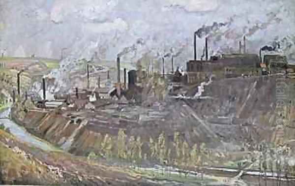 Forges and steelworks at Freiberg, Saxony Oil Painting by Eugen Felix Prosper Bracht