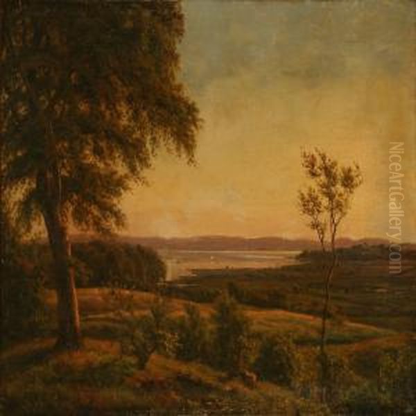 Autumn Landscape With A View To A Fiord Oil Painting by Carsten Henrichsen