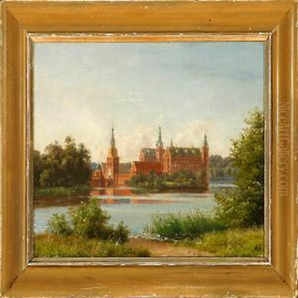 A View Towardsfrederiksborg Palace On A Calm Summer Day Oil Painting by Carsten Henrichsen