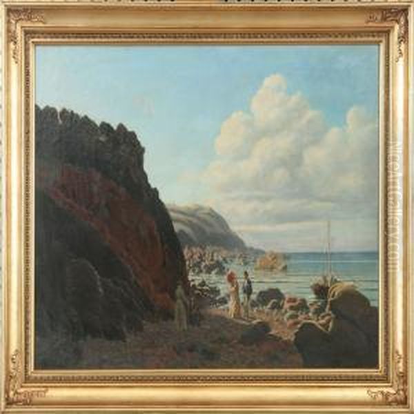 View From A Rocky Coast With Persons Oil Painting by Carsten Henrichsen