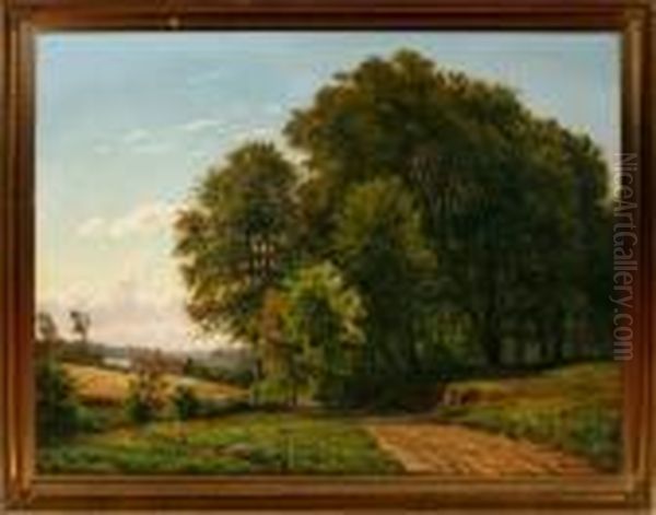 A Danish Summer Landscape Oil Painting by Carsten Henrichsen