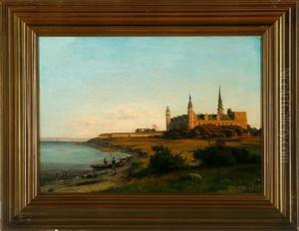 Evening Atmosphere By The Coast Of Elsinore Castle, Denmark Oil Painting by Carsten Henrichsen