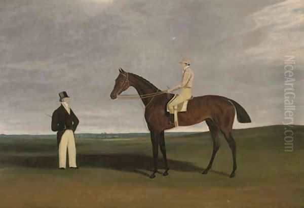 Birmingham with Patrick Conolly up, and his owner John Beardsworth Oil Painting by James Loder Of Bath