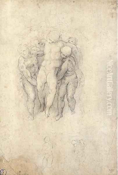 Study for an Entombment Oil Painting by Michelangelo Buonarroti