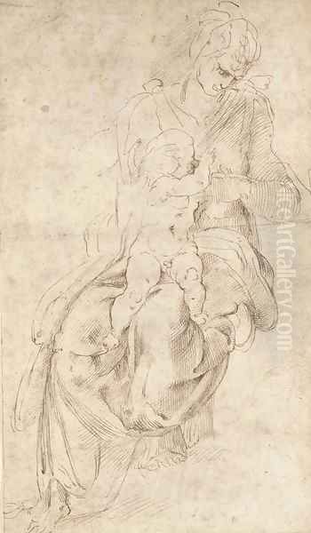 The Madonna and Child Oil Painting by Michelangelo Buonarroti