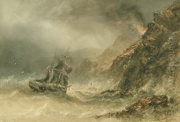 The Wreck Of The ***, South Bay, Scarborough Oil Painting by Joseph Newington Carter