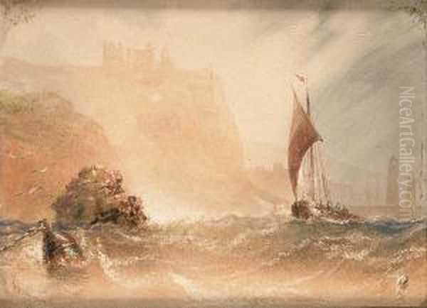 The Cliffs Above Whitby Oil Painting by Joseph Newington Carter