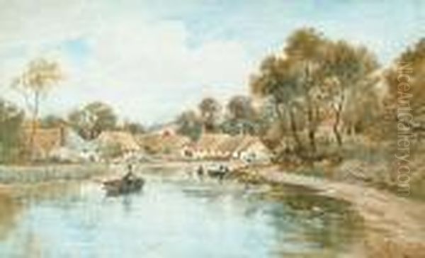 Rowing To The Village Oil Painting by Richard Harry Carter