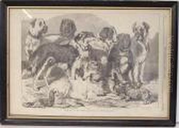 Prize Dogs In The National Dog Show In Islington Oil Painting by Samuel John Carter