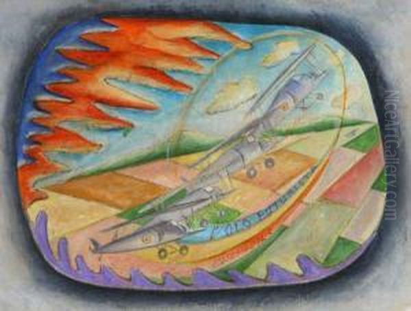 Volo Futurista Oil Painting by Decio Cartesio