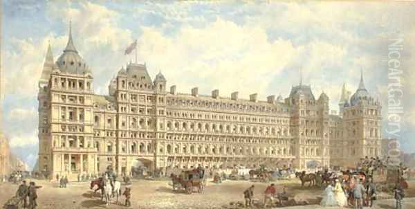 Competition Design for St Pancras Station, circa 1870 Oil Painting by Edward Middleton Barry