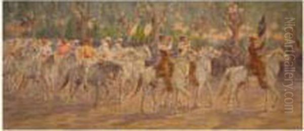 Procession Camarguaise Oil Painting by Eugene Cartier