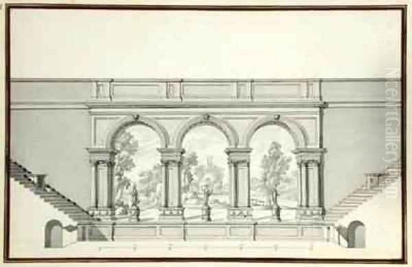 Reconstruction of the Second Theatre at Laodicea Oil Painting by Giovanni Battista (Giambattista) Borra