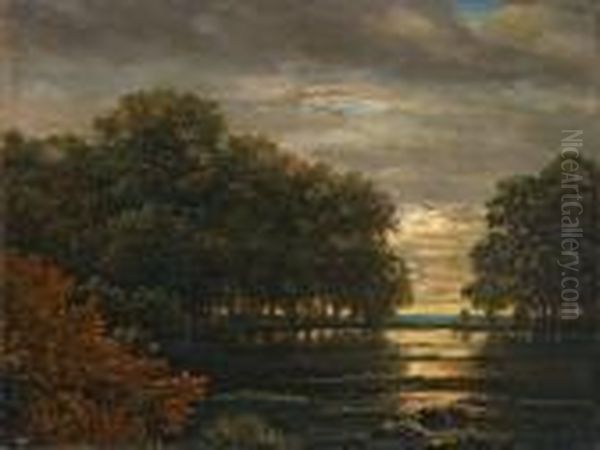 Uberschwemmung Im Leipziger Rosental Oil Painting by Carl Gustav Carus