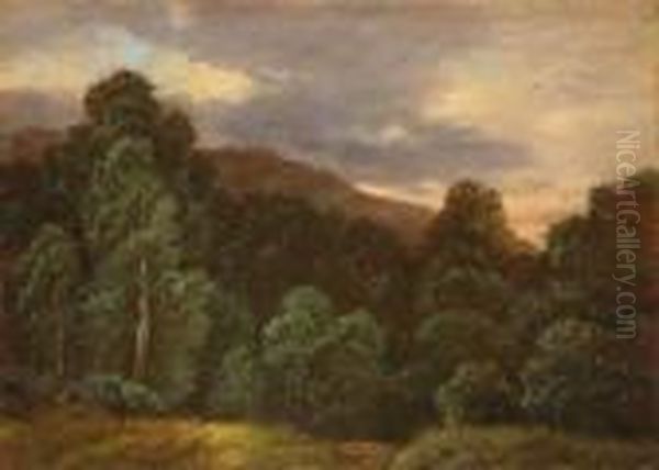 Laubwald. Landschaft Mit Vogeln Und Baumen Oil Painting by Carl Gustav Carus