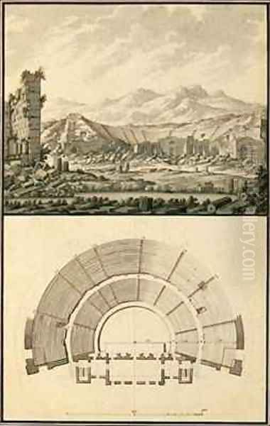 View and Plan of the Theatre of Hierapolis Oil Painting by Giovanni Battista (Giambattista) Borra